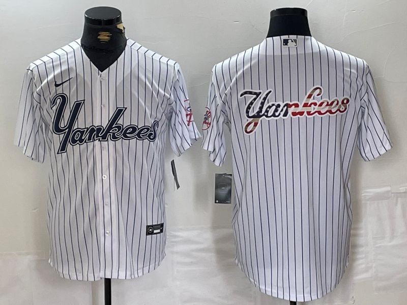 Men New York Yankees Blank White stripe Three generations joint names Nike 2024 MLB Jersey style 4->los angeles dodgers->MLB Jersey